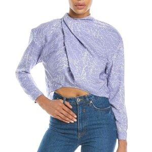 ASTR lilac long sleeve crop top with back bow XS
